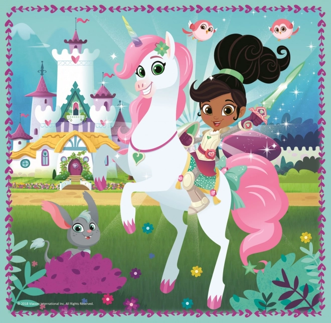 TREFL Puzzle Nella, princesse chevalière et son monde 3 en 1 (20, 36, 50 pièces)