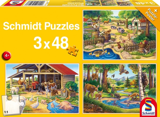 Puzzle Mes Animaux Préférés 3x48 pièces