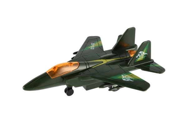 Chasseur en métal et plastique avec mécanisme d'enroulement 16 cm - ensemble de quatre avions colorés
