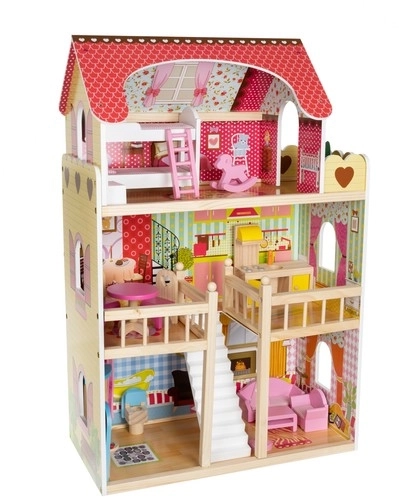 Maison de poupée en bois avec équipements 90 cm