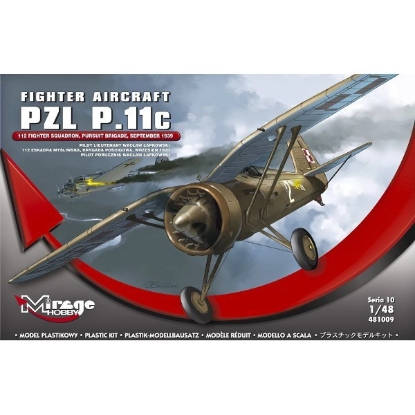 Modèle réduit en plastique de l'avion PZL P.11c par Mirage Hobby à l'échelle 1:48