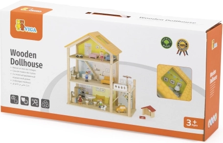viga maison de poupée en bois avec figurines et accessoires
