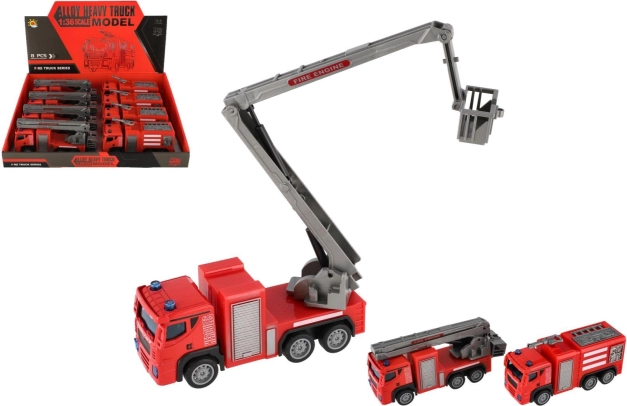 Camion de pompiers en plastique 14 cm à rétrofriction, 2 variantes, boîte de 8 pcs