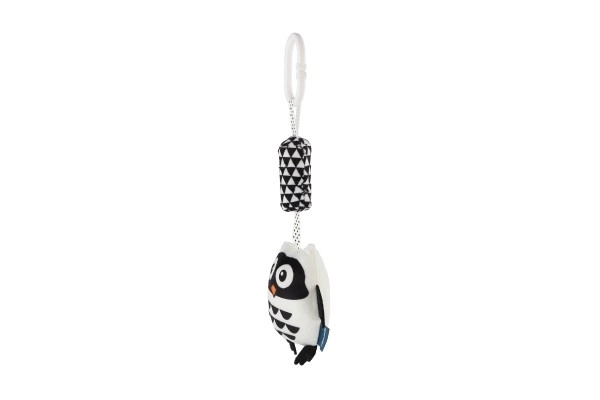 Hochet/pendentif animal en peluche pour berceau/landau 30 cm noir et blanc