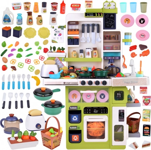 Grande cuisine interactive pour enfants avec lumières, sons, vapeur et eau courante, set de 101 pièces