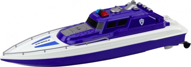Bateau à moteur de police télécommandé bleu
