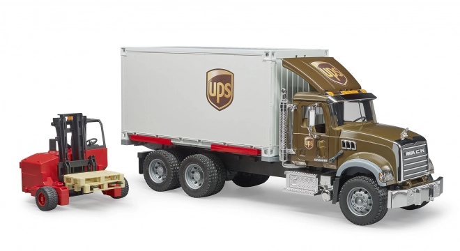 Camion Bruder Mack UPS avec chariot élévateur