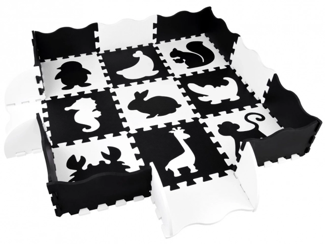 Tapis mousse contrasté animaux et formes