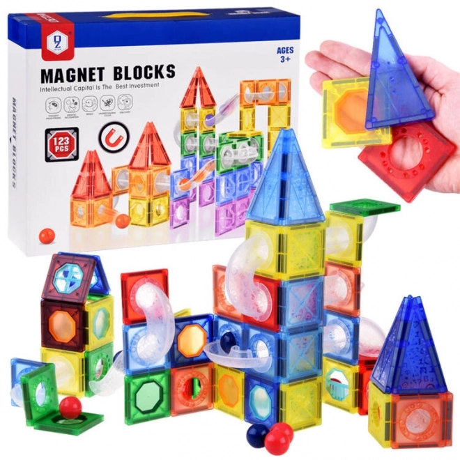 Trousse de construction magnétique pour piste à billes ZA4719 - 123 pièces