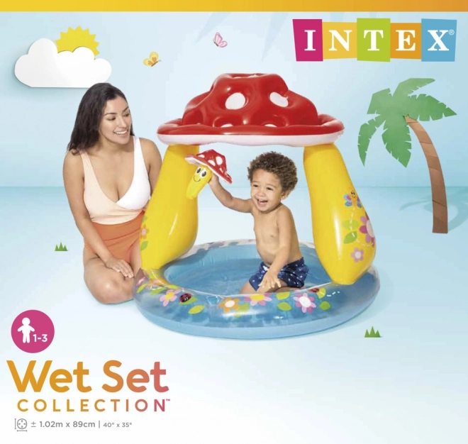 Piscine gonflable fond bébé champignon 102x89cm de 1-3 ans