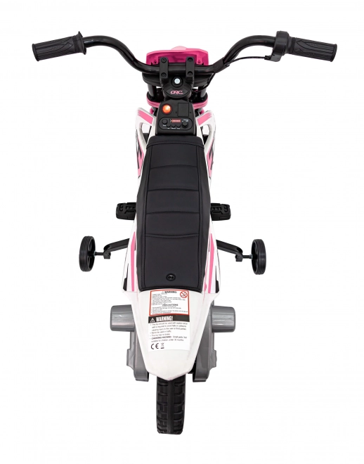 Moto électrique pour enfants rose avec panneau audio et fonction de démarrage libre