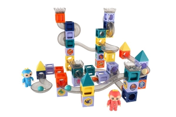Circuit à billes magnétique avec figurines en plastique 102 pièces dans une boîte de 49x35x9cm