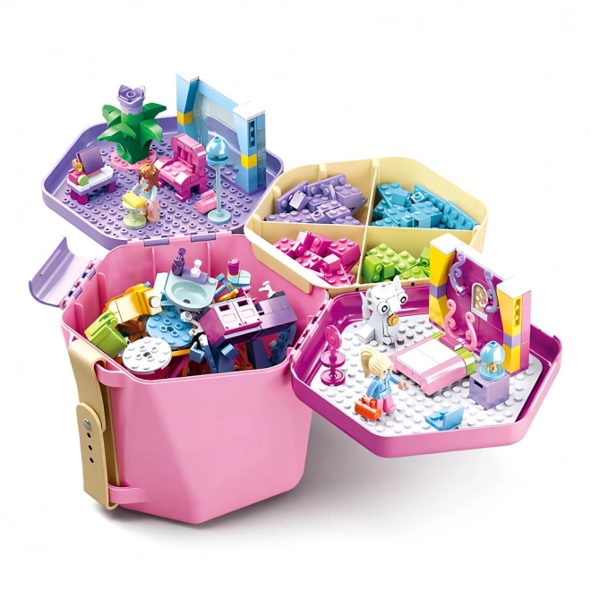 Sluban Seau de briques M38-B0830 Seau avec blocs rose