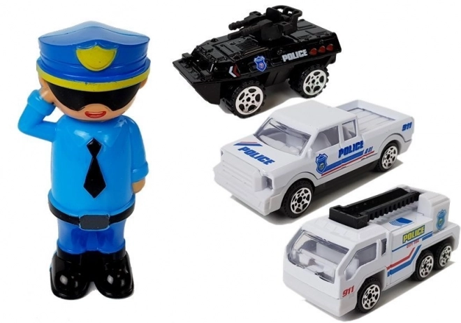 Voiture de police avec garage 2 en 1 avec son et lumières