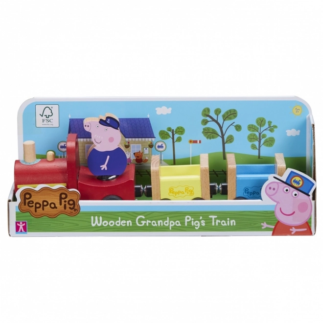 Train en bois Peppa Pig + figurine grand-père