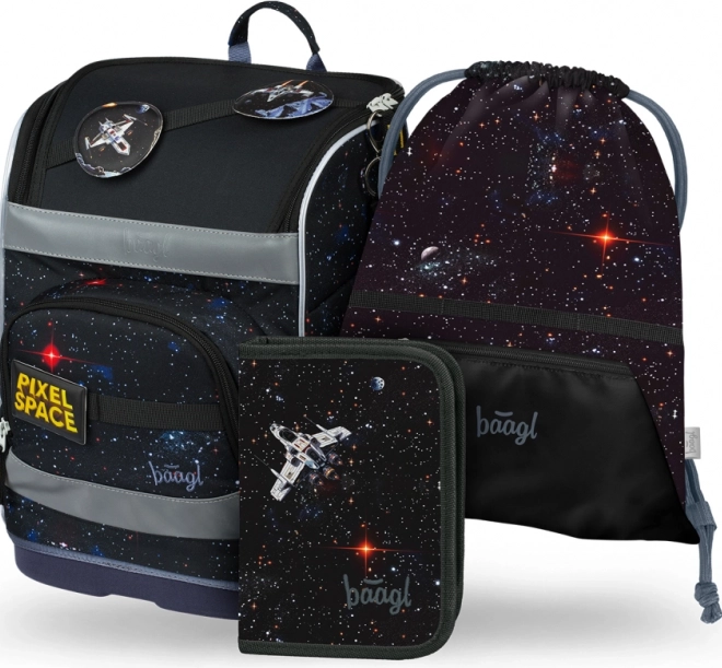 Ensemble scolaire BAAGL : Zippy Plus Pixel Space - cartable, trousse, sac