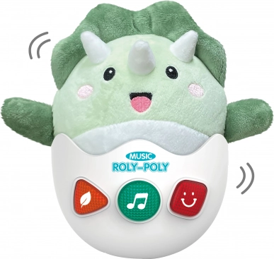 Dinosaure en peluche roulant avec effets lumineux et sonores 20 cm