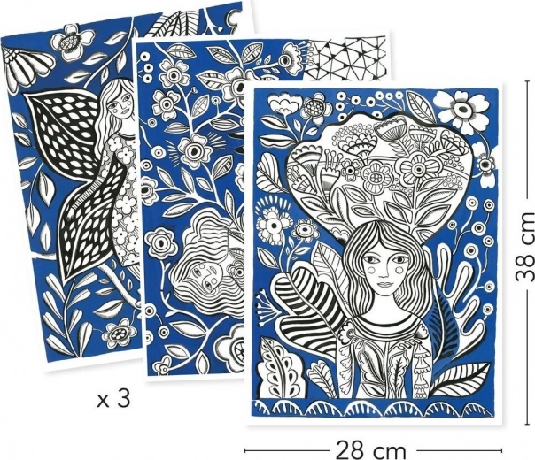Trois grandes affiches à colorier