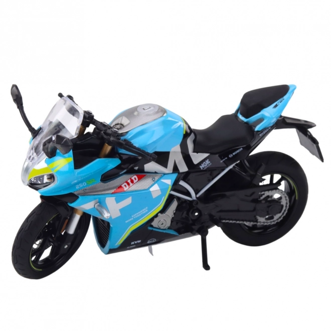 Moto sportive en métal bleu 1:12