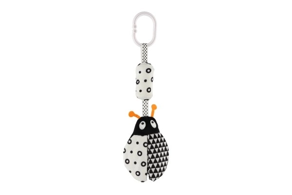 Hochet/pendentif animal en peluche pour berceau/landau 30 cm noir et blanc
