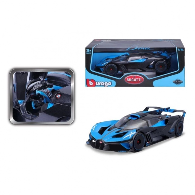Modèle Bugatti Bolide bleu/noir 1:18