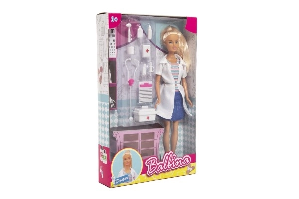 Poupon docteur plastique 30cm avec accessoires en boîte 20x33x5cm