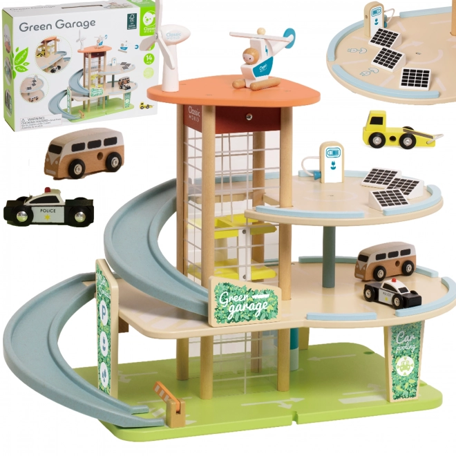 Garage en bois à trois niveaux XL avec ascenseur Eko Strefa de Classic World