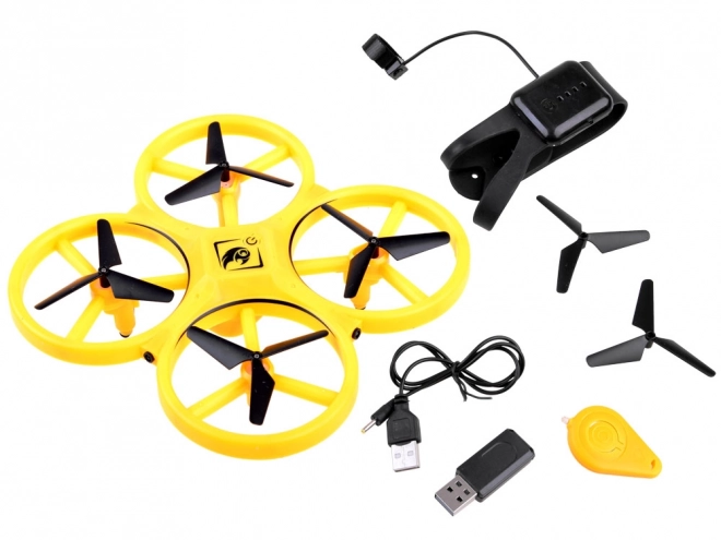 Drone contrôlé par gestes de la main + contrôle à distance Quadcoptère RC0573 – Jaune