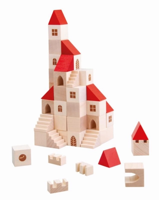 Jeu de construction en bois petite ville 100 pcs