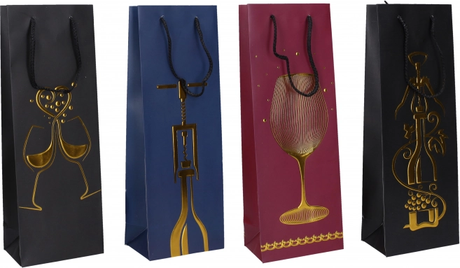 Sac cadeau pour bouteille M, 36 × 12,8 × 8,4 cm, motif toutes saisons