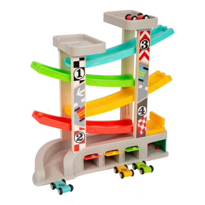 Circuit de course avec parking et garages