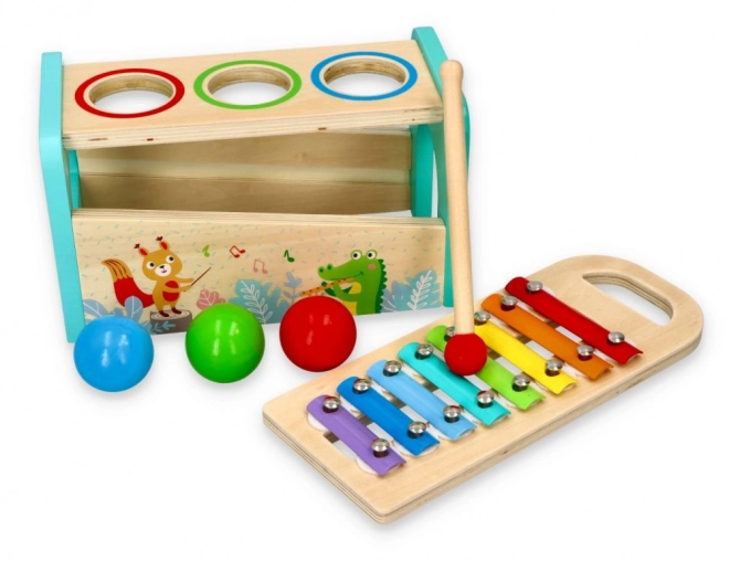 Zatloukačka en bois avec xylophone Lelin