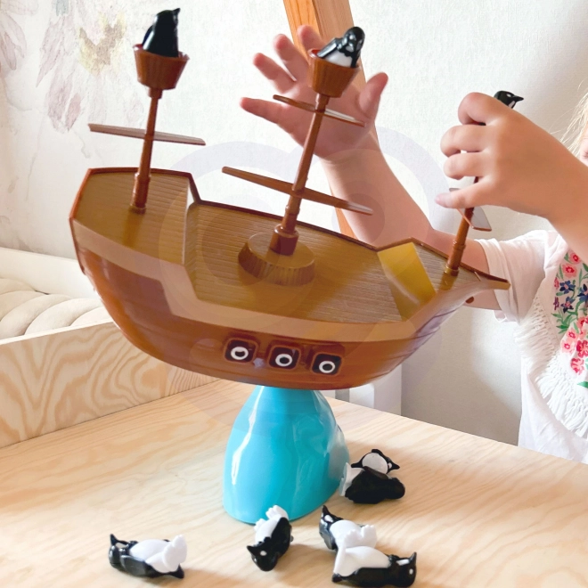Jeu d'aventure bateau pirate avec des pingouins