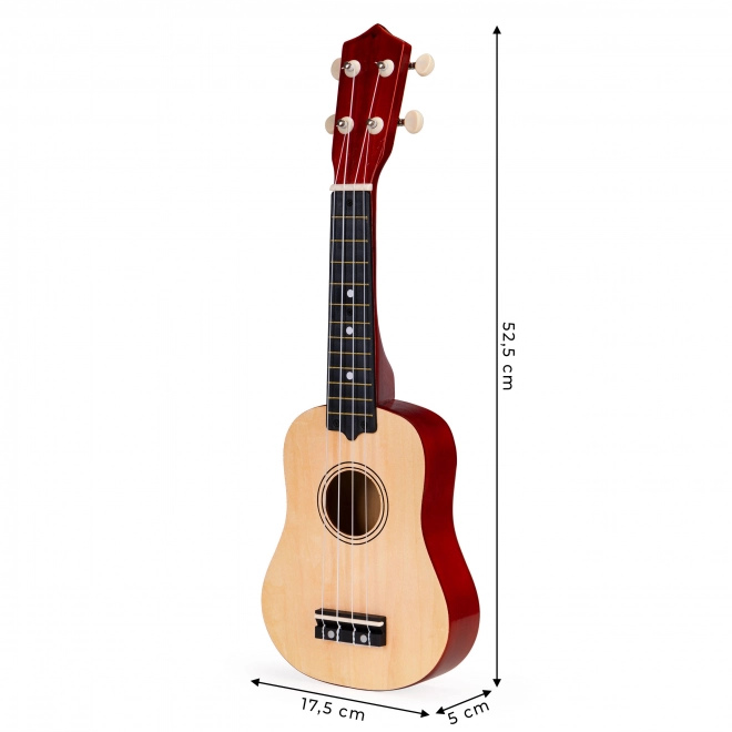 Ukulélé en bois pour enfants avec 4 cordes en nylon, marron ECOTOYS