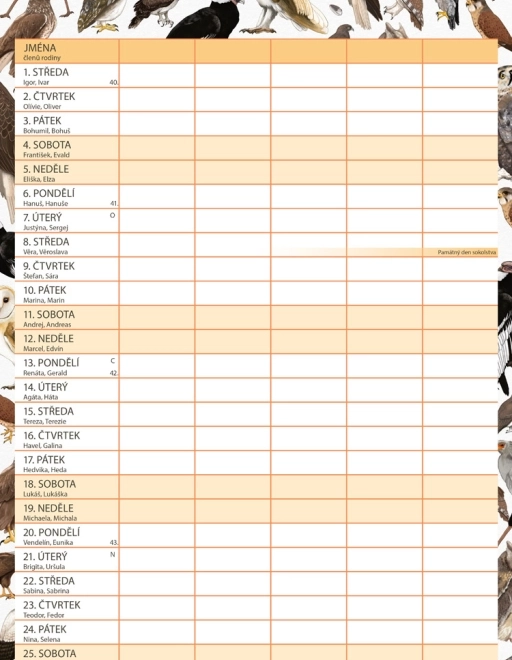 Calendrier de planification familiale Animalium 2026