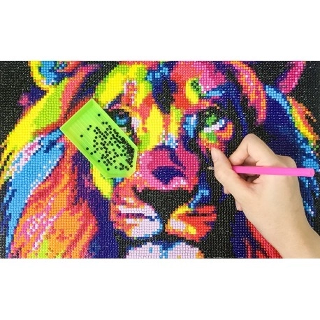 Kit de peinture au diamant - lion arc-en-ciel