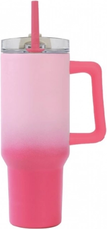 Grand gobelet isotherme avec paille – rose