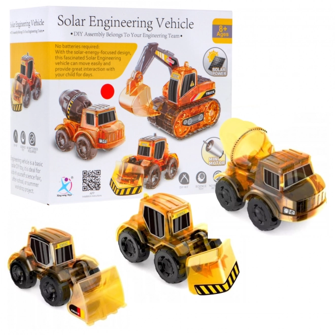 Kit éducatif de véhicules de construction solaires 3 en 1 pour enfants Pelle Chargeuse à béton Bulldozer