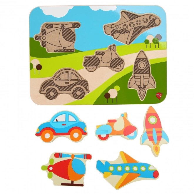 Lucy & Leo Moyens de transport - puzzle en bois à encastrer 6 pièces