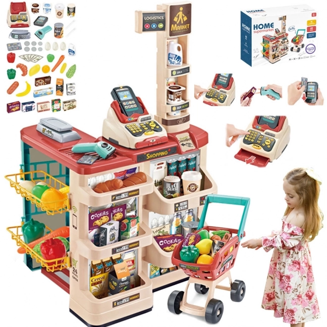 Supermarché avec chariot et scanner