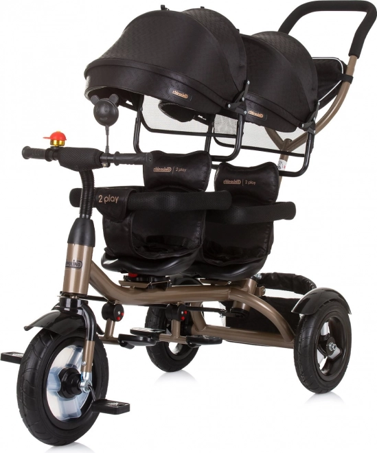 CHIPOLINO Tricycle pour jumeaux 2Play Obsidian – or