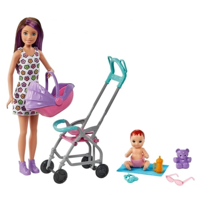 Poupée Barbie Skipper Nourrice Landau + ensemble pour bébé