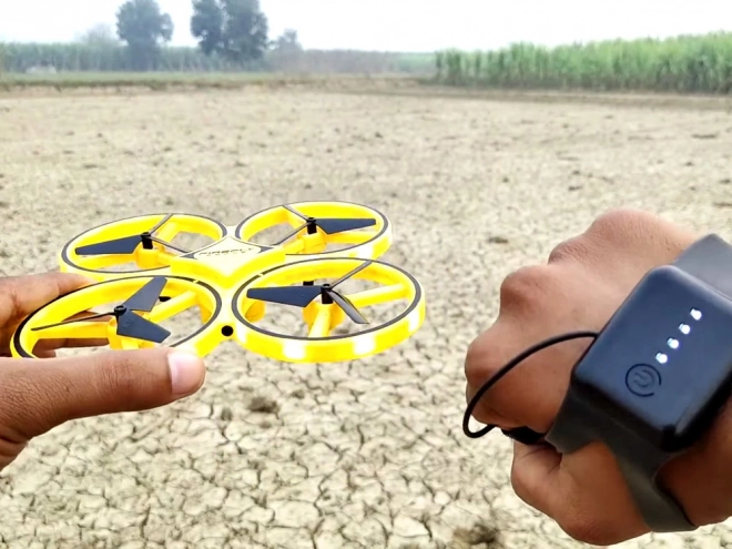 Drone contrôlé par gestes de la main + contrôle à distance Quadcoptère RC0573 – Jaune