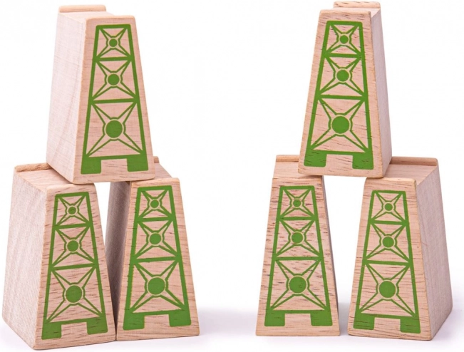 Piliers de pont en bois pour circuit de train 6 pcs BIGJIGS RAIL