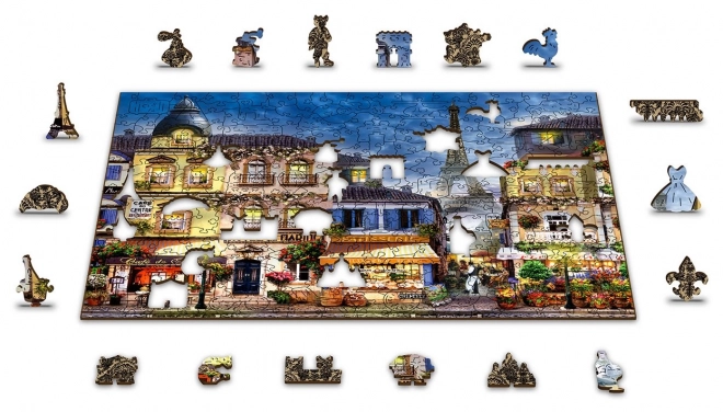 Puzzle en bois Petit-déjeuner à Paris 2 en 1