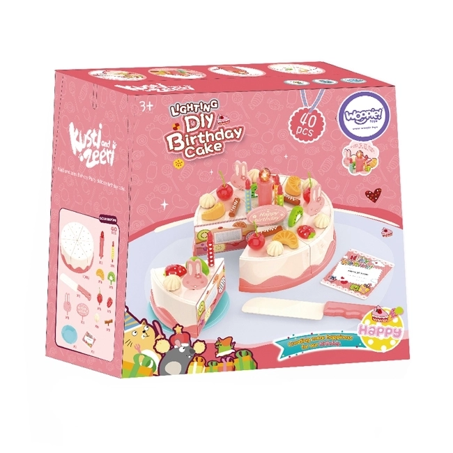 Gâteau d'anniversaire Woopie à découper avec des fruits et des bougies - 40 pièces