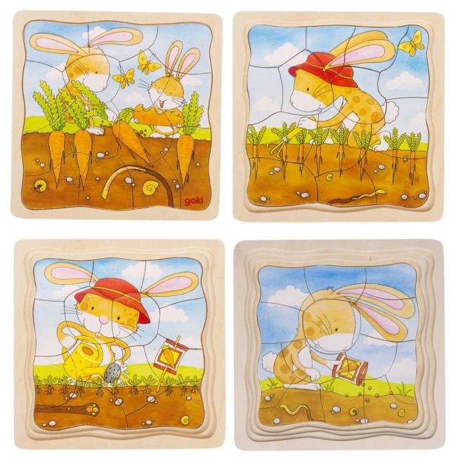 Puzzle en couches Lapin et carotte