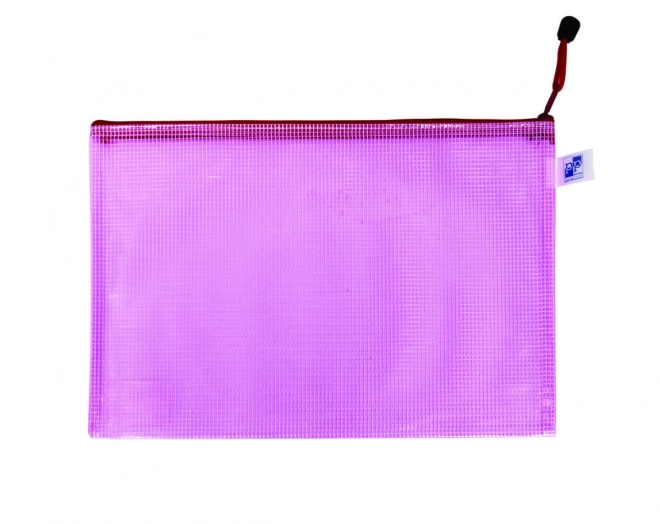 Pochette avec fermeture éclair en filet A4 rose