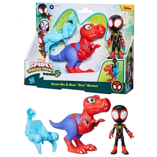 Spider-man spidey et ses amis incroyables figurine avec dinosaure et accessoires
