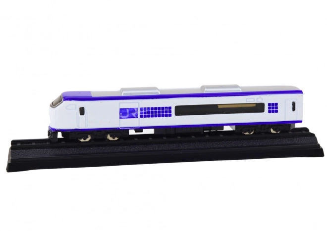 Modèle de wagon de train de collection 1:48 métal blanc-bleu